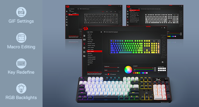 Redragon K762 PRO TERRAFLARE RGB Wireless Mechanical Gaming Keyboard White & Black with LCD Screen & Volume Knob 3-Mode Connectivity 26 b44c78a7f738a8f45f2f235df0d58a12