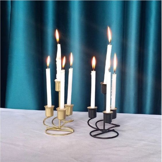 Long Candle Holder 4 Arms Iron Art Candlestick Display Stand Wedding Party Decor