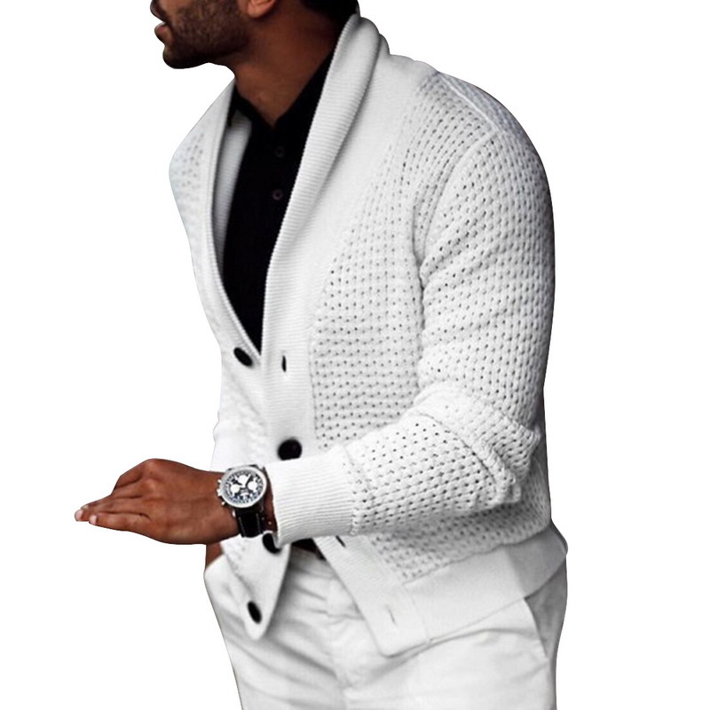 white mens cardigan