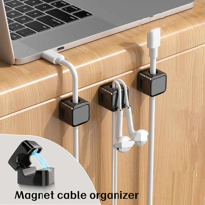 AIRYESH Magnetic Cable Organizer Clips – 2/4/6 PCS Wire Holder for Charger, USB, Earphone – Desk & Wall Cord Management Clips – Adjustable Cable Winder for Home & Office Use ,Wall holder, Organizer, Cable holder, wire holder,