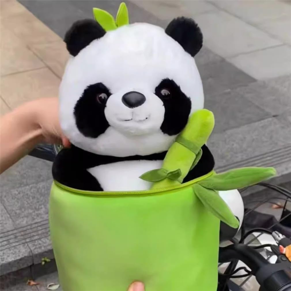 25cm Large Cute Panda Plush with Bamboo, Kawaii Soft Panda in Bamboo Stuffed Animals Toy, Plushies Doll Gifts for Kids Girls Boys Birthday Valentine (Panda in Bamboo)