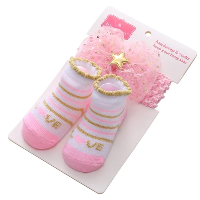 Newborn Infant Baby Girl Shoes +Headband Set First Walkers Soft Sole Bowknot Cute Shoe Toddler Walking