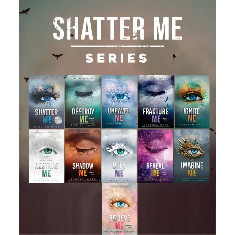 The whole shatter me series  Fantasy books to read, Book club books (Shatter  Me , Destroy Me, Unravel Me , Fracture Me ,Ignite Me , Restore Me , Shadow  Me 