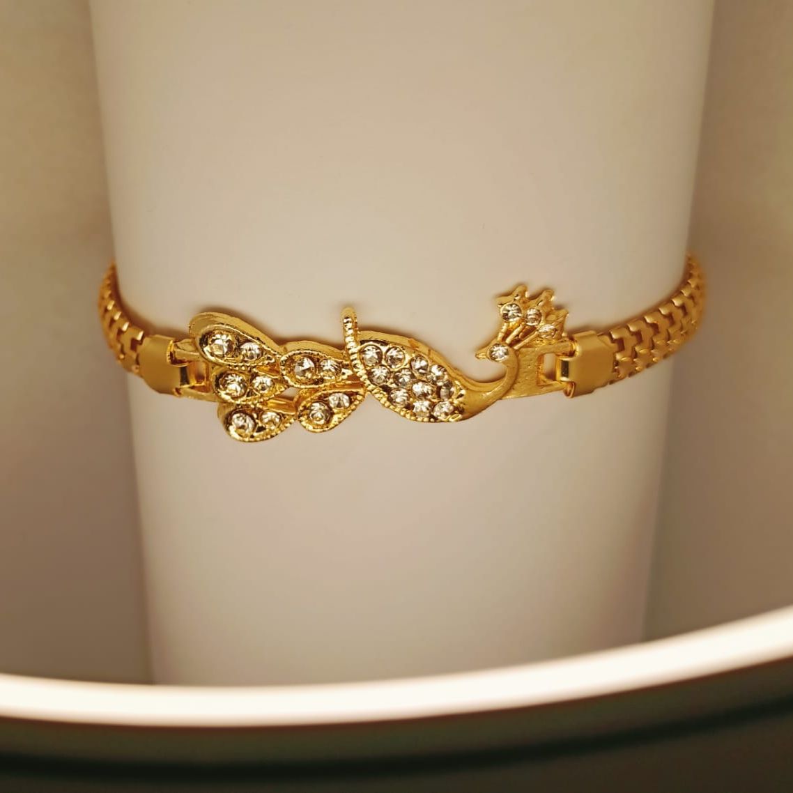 Premium Alloy Golden Peacock Zircon Bracelet Watch For Girls, Women, men