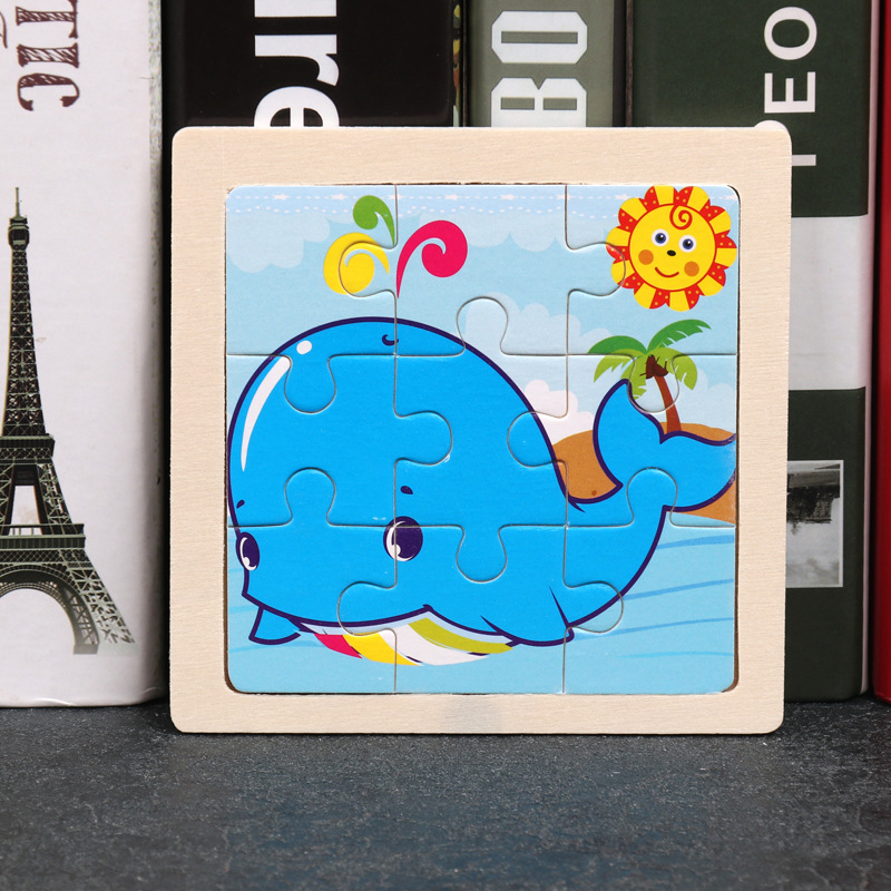Montessori Wooden Picture Puzzles for Kids — 12 Colourful Animal Boards, 9-Piece Each for Hand-Eye & Problem Solving