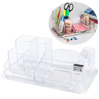 Office Desk Organizer Plastic With Tape Dispenser And Paper Clips