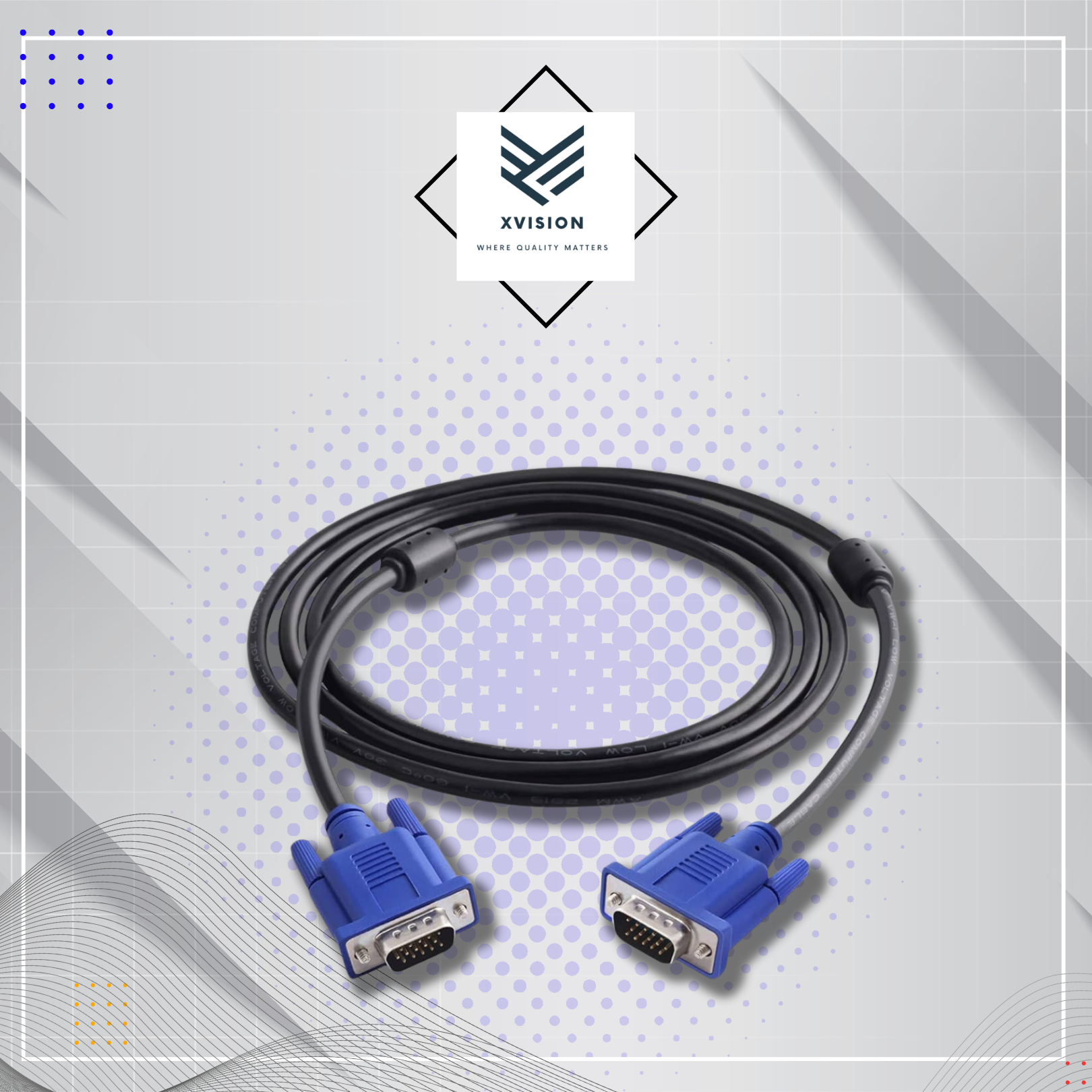 XVision VGA Cable for LCD Display and Computer 1.5Meter