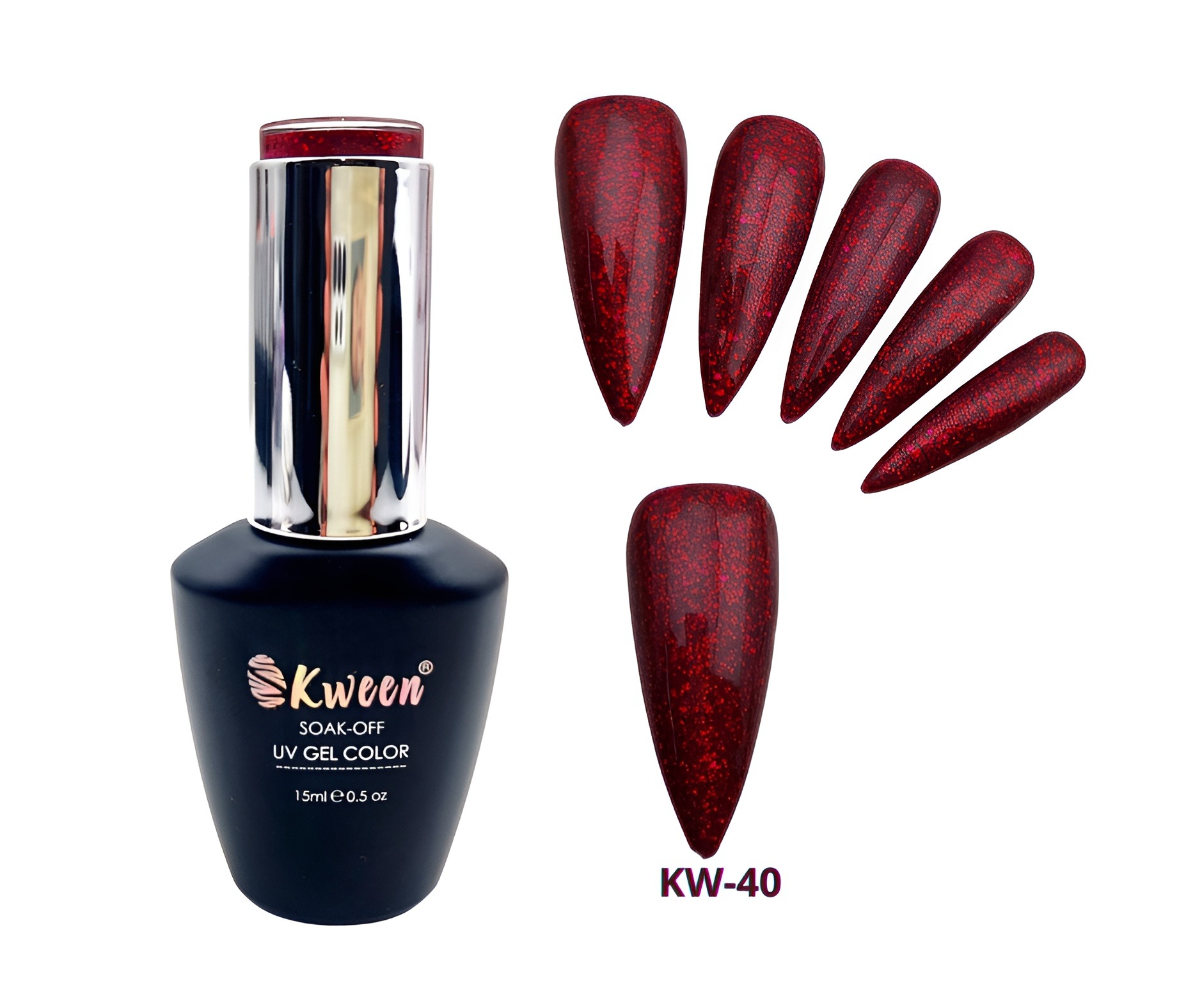 UV Gel Nail Polish Red Glitter Gel Nail Polish UV LED Diamond glitter Nail Polish Flash Sparkles Glitter Red Color 10ml