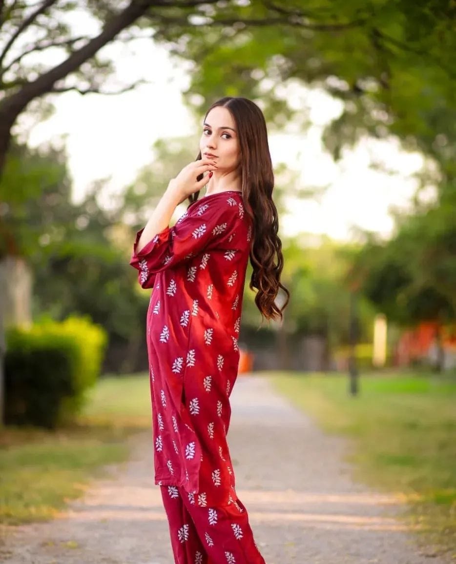 Stylish Collection Multicolor Leaf Printed Dress Summer Cotton Casual Shirt & Trouser Set Multicolor Fashion Stitched 2 piece suit for women and girls