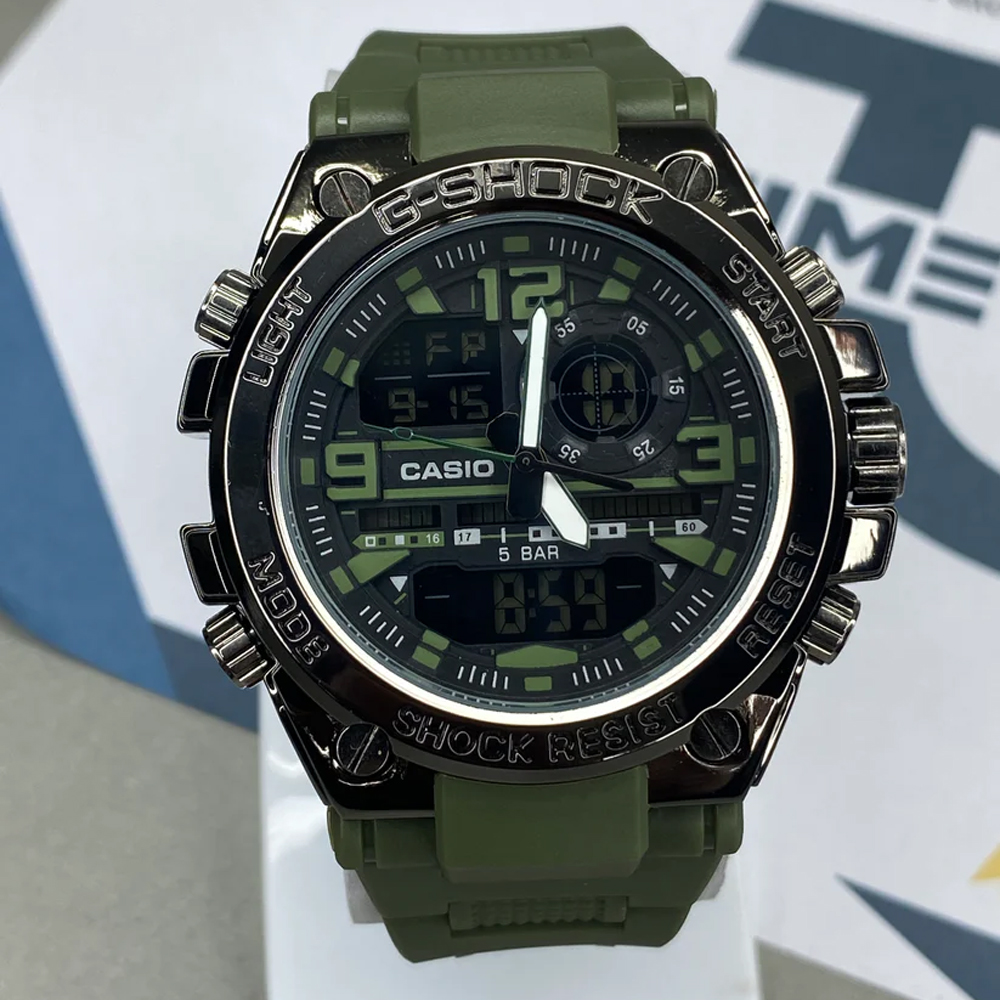 Heavy Duty GSTW-300 Men’s Sports Watch Dual Display Analog Digital Shockproof 20BAR Water Resistant Rugged Metal Dial Multifunctional Outdoor Timepiece