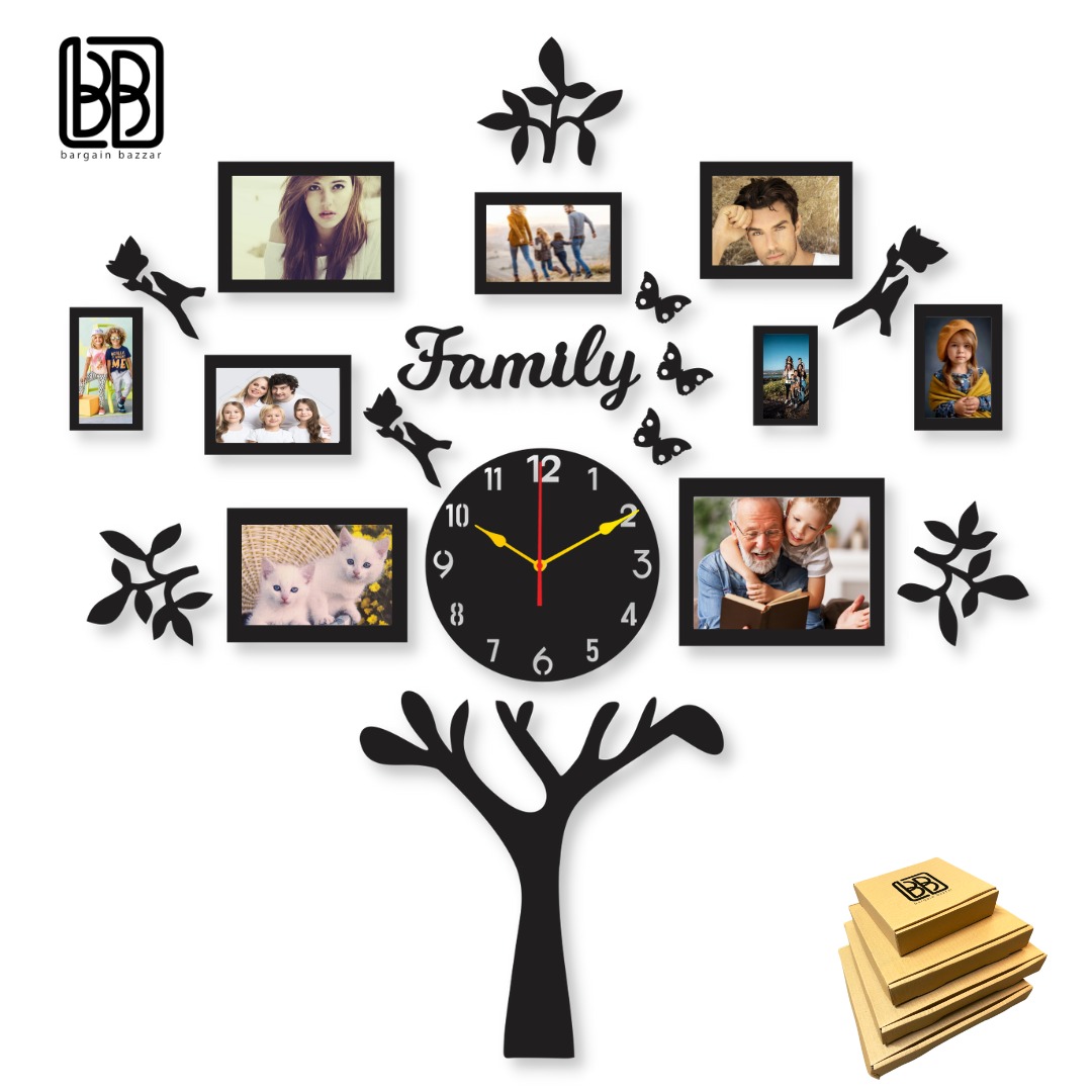 BB Bargain Bazzar Wall Clock 3D Wooden Watch DIY Design Back Light