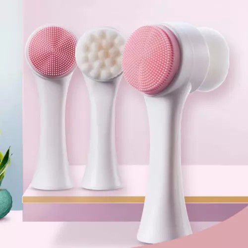 3D Double Sides Silicone Face Cleanser Facial Cleansing Brush Portable