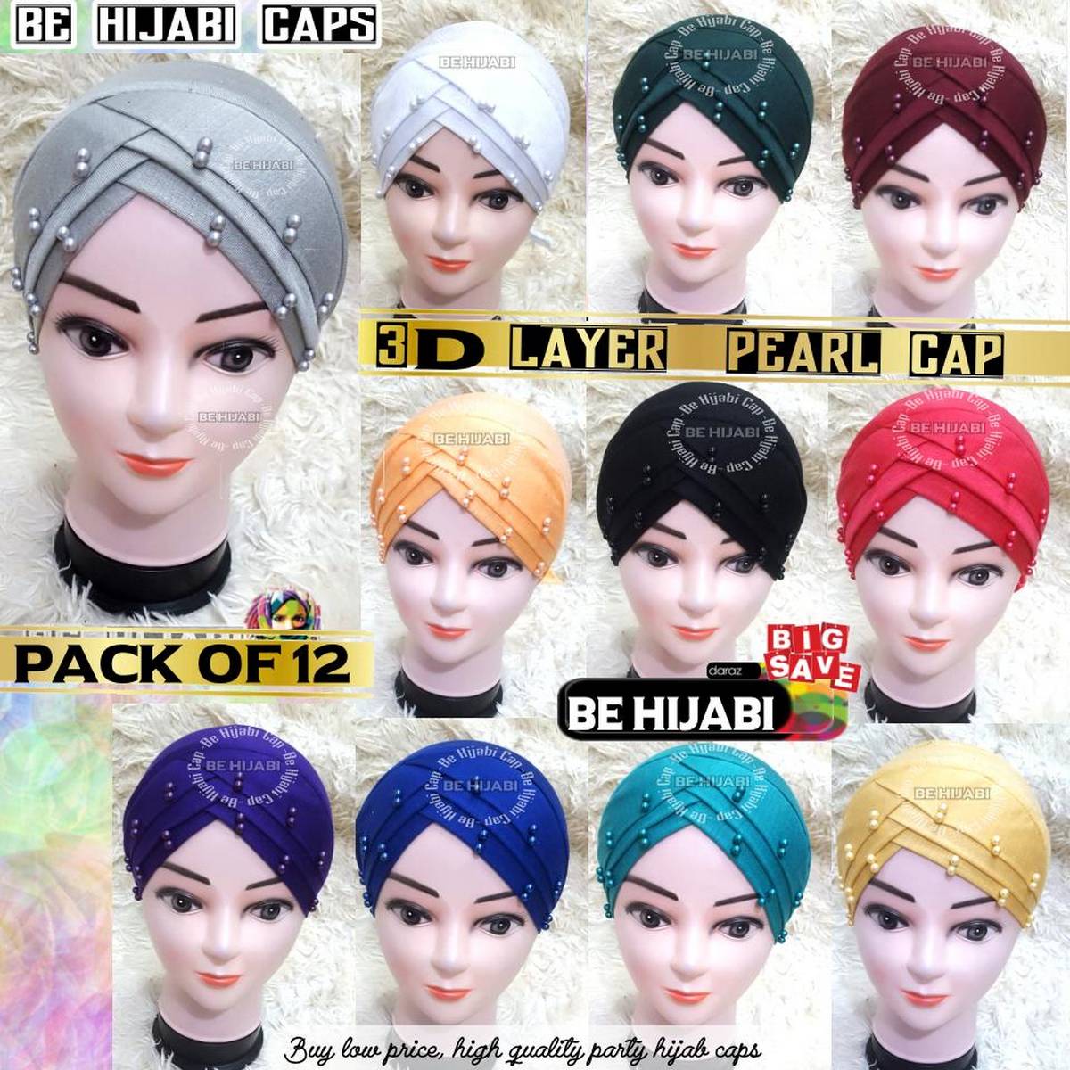 Pearl Cap Wear Hijab Under Scarf 