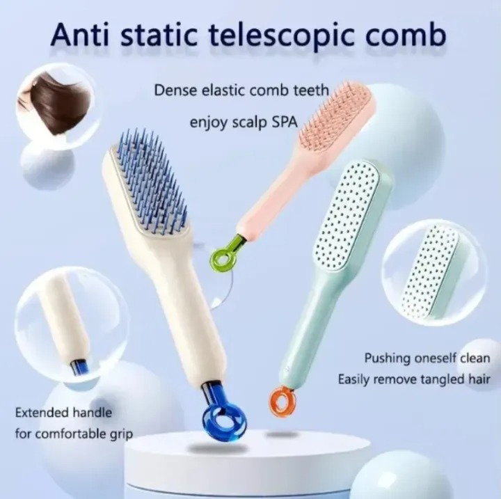 Self Cleaning Hair Brush Retractable Easy Clean Hair Brush Massage Comb with Retractable Bristles One-pull Clean Anti-Static Hair Brush for Easy Removal of Tangled Hairs - Hair Styling Tools New-One-Pull clean massage comb