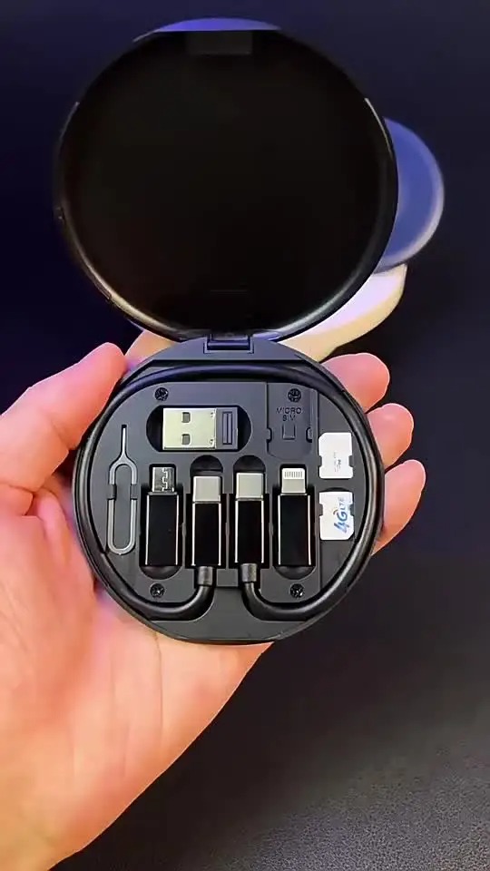 Mini Multi-Functional Fast Charging Data Cable Set for Android, Type C with Storage Box, Compact and Portable Travel Set