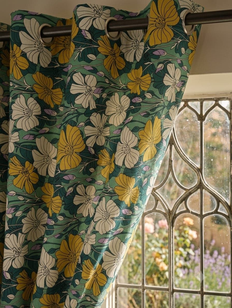 Export Italian Style Cotton Printed Ready Made Curtains For Your Bedroom,window,pardy (1 pc)