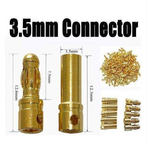 Banana Plug Connector 16 Pc Male 3.5mm Banana Gold Bullet Connector Plug For ESC RC Battery Motor Speed Control Plug Gilded Copper Banana Head
