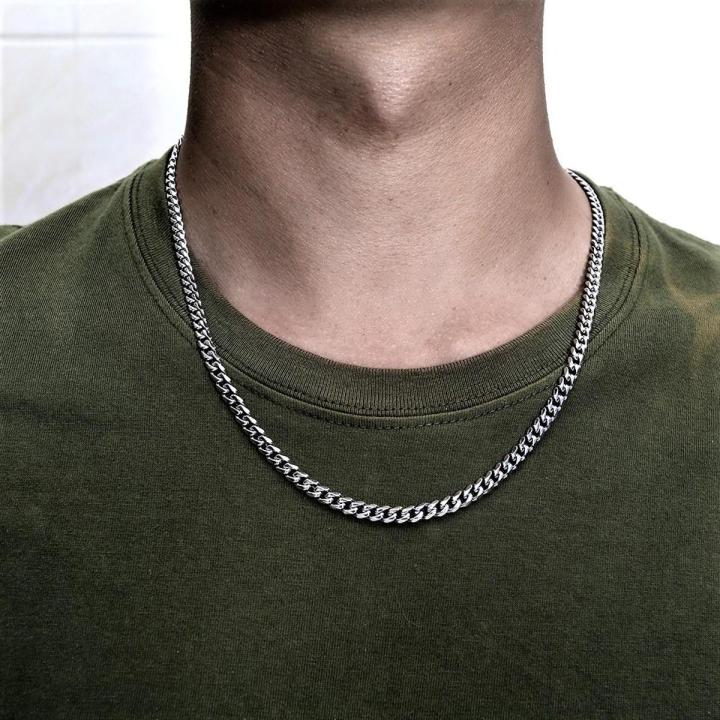 Silver/Black/Golden Stainless Steel Italian Thin Cuban Chain For Men/Boys Neck