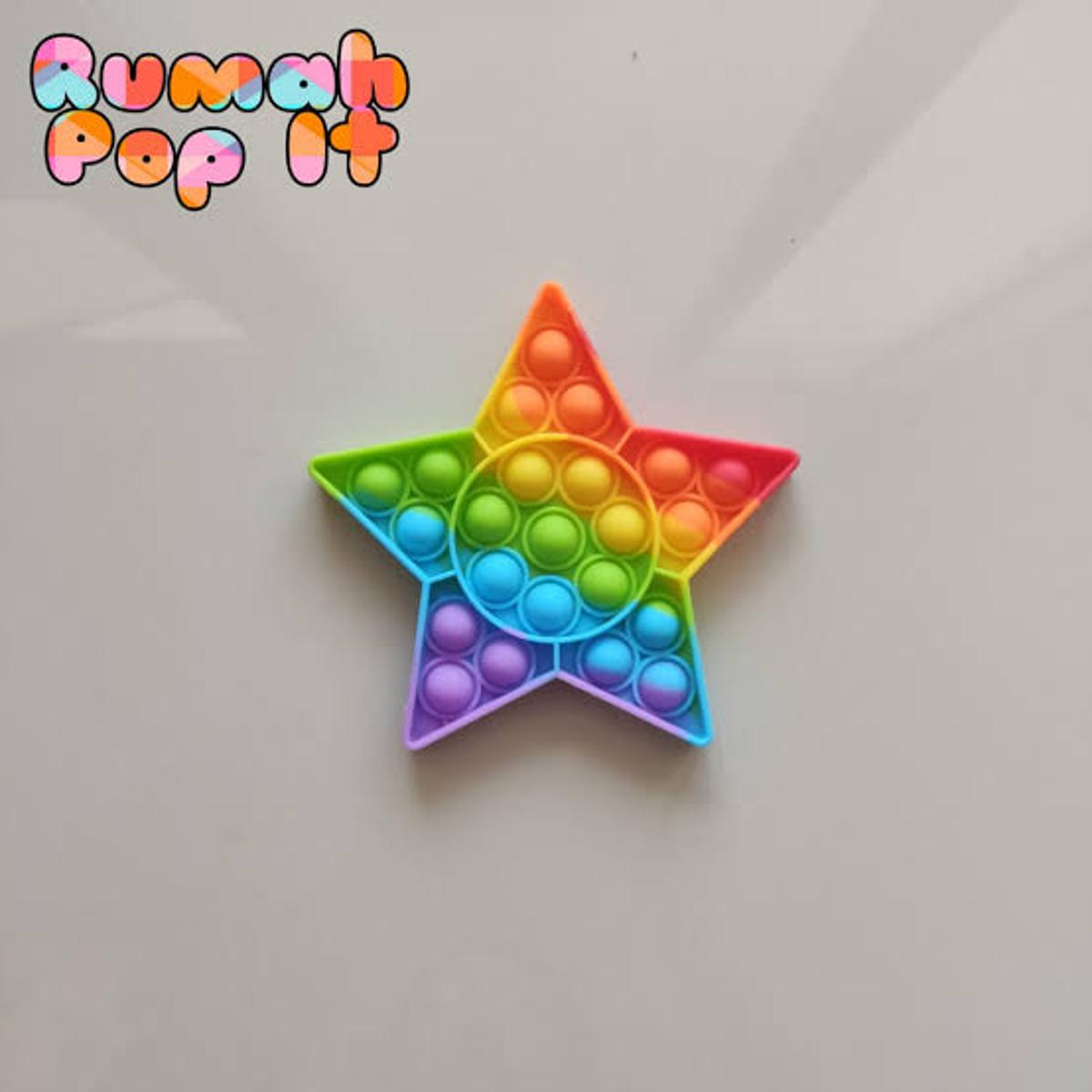 POP Bubble Squeeze Sensory Fidget Toy Pop It Figit Toy Fidget Toys Special Needs Stress Reliever, Push Bubble Gadgets - Rainbow Star