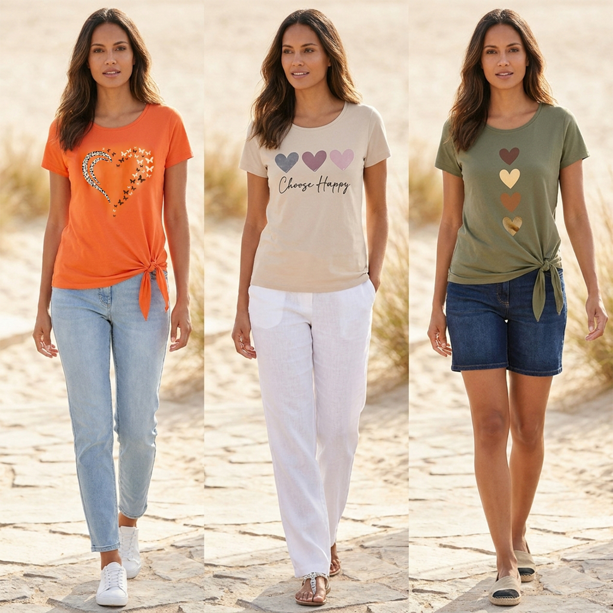 Pack of 3 Printed Cotton Short Sleeve T Shirt For Women and Girls Casual Summer Wear Soft Breathable Fabric For All Day Comfort