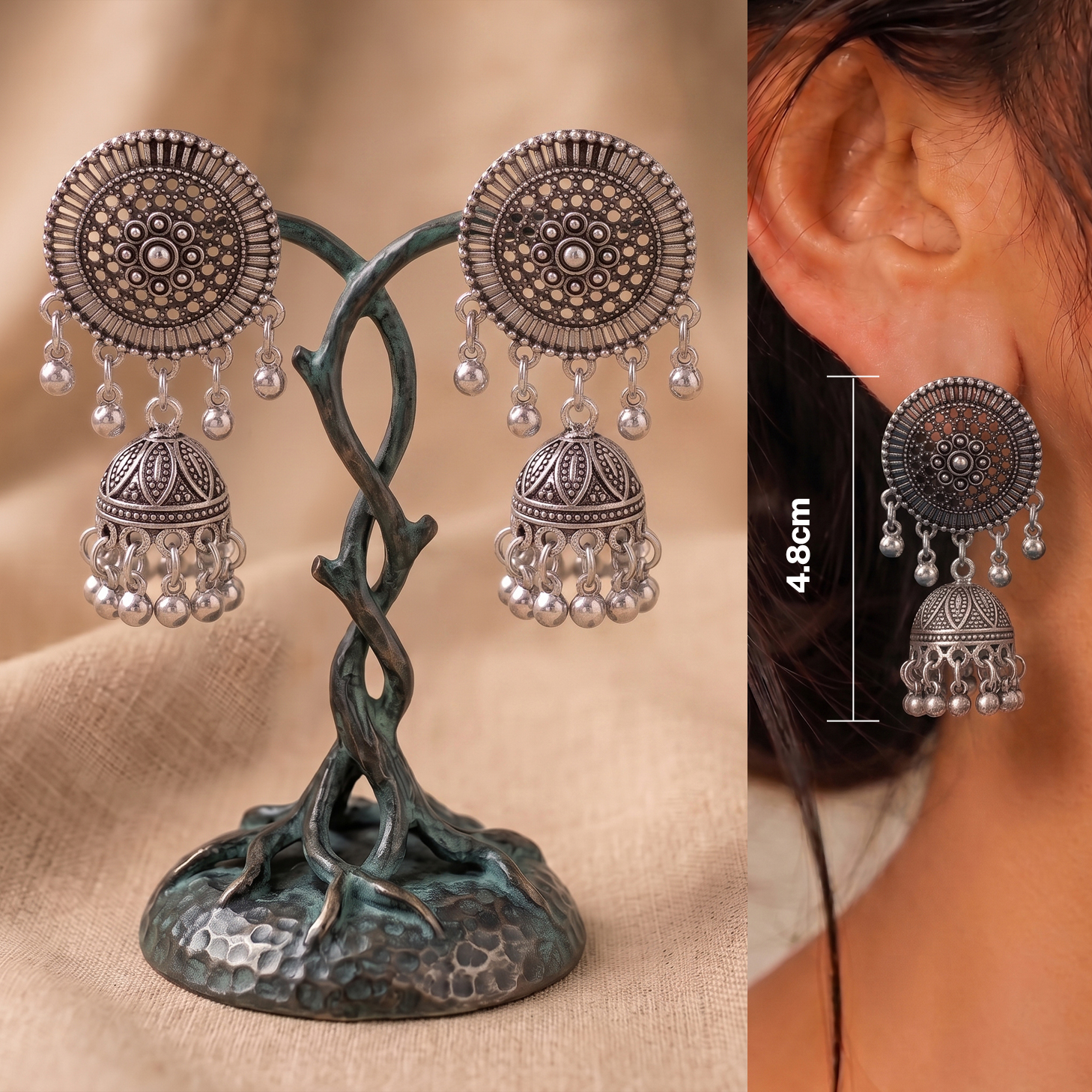Arabic Hoop Earrings with Textured Ball Charm for Women & Girls | Bangle Rings Stylish & Trendy Jewelry Gifts | Perfect for Everyday & Party Wear