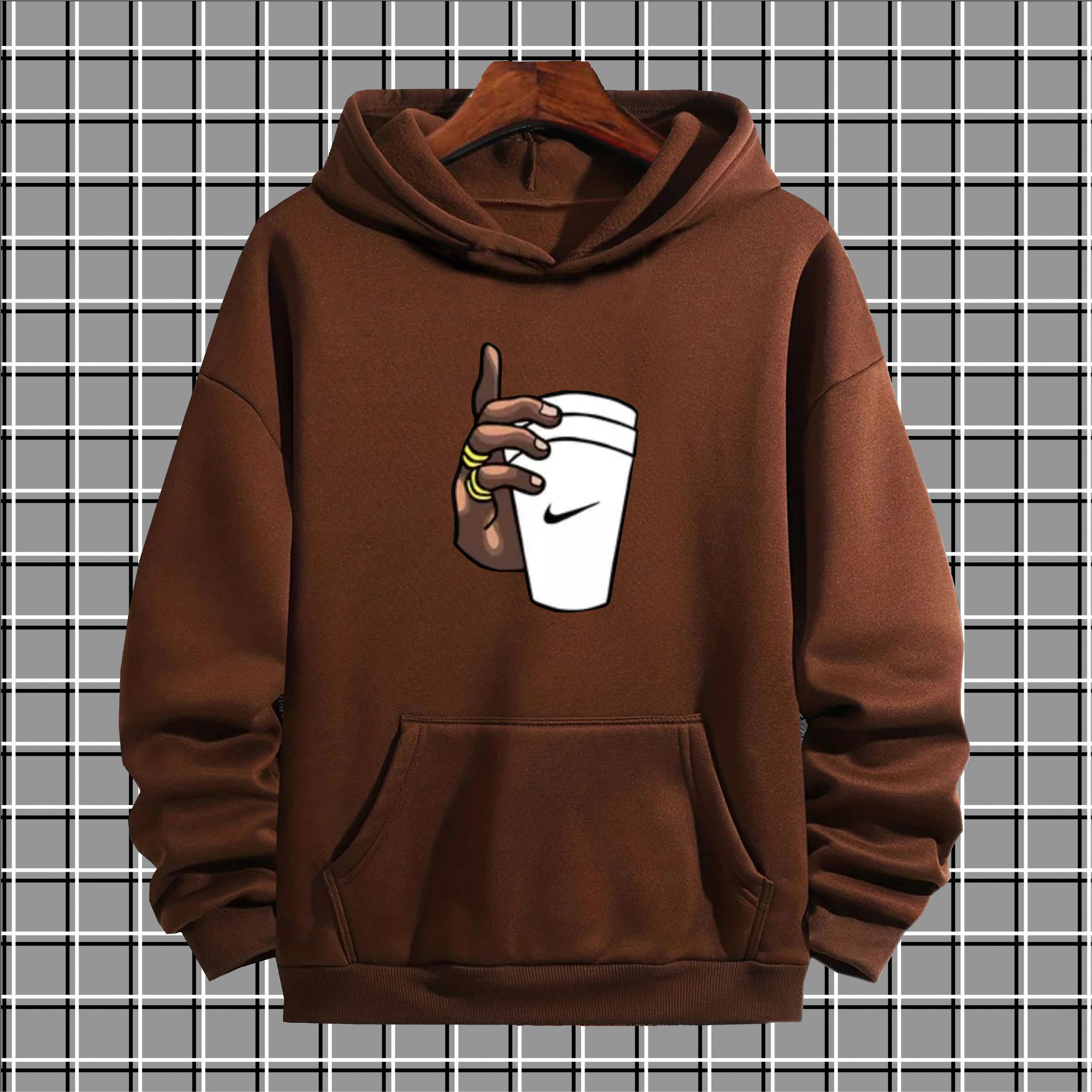 Black printed premium quality kangroo hoodie for men and boys