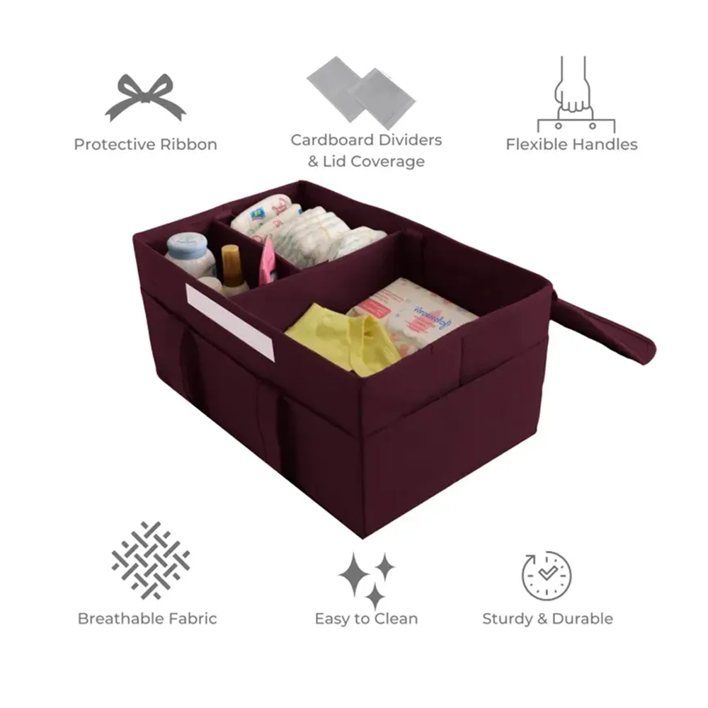 Baby Diaper Caddy Organizer - Portable Storage Basket - Essential Bag for Nursery, Changing Table and Car - Waterproof Liner Is Great for Storing Diapers, Bottles
