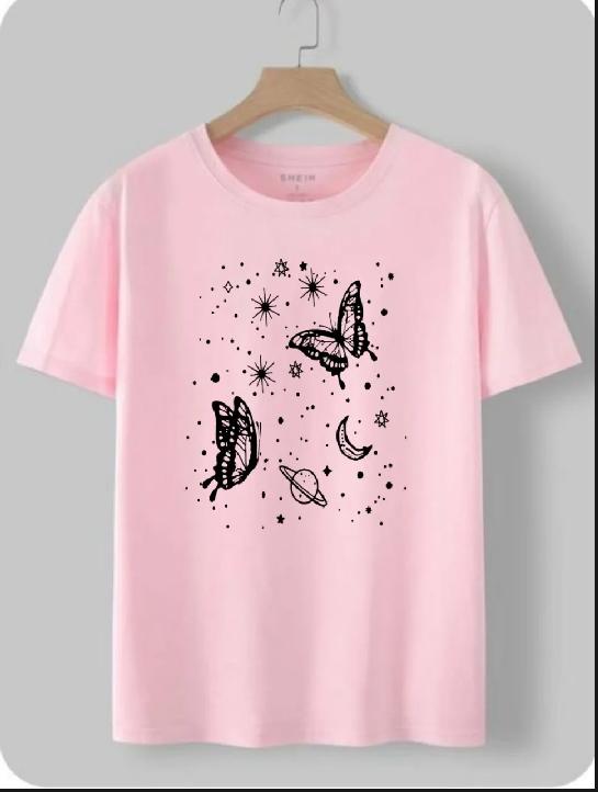 Summer T-Shirt For Girls And Women Stylish Printed Round Neck Half Sleeves T Shirts Top Quality By OUTFITTERS 2.0