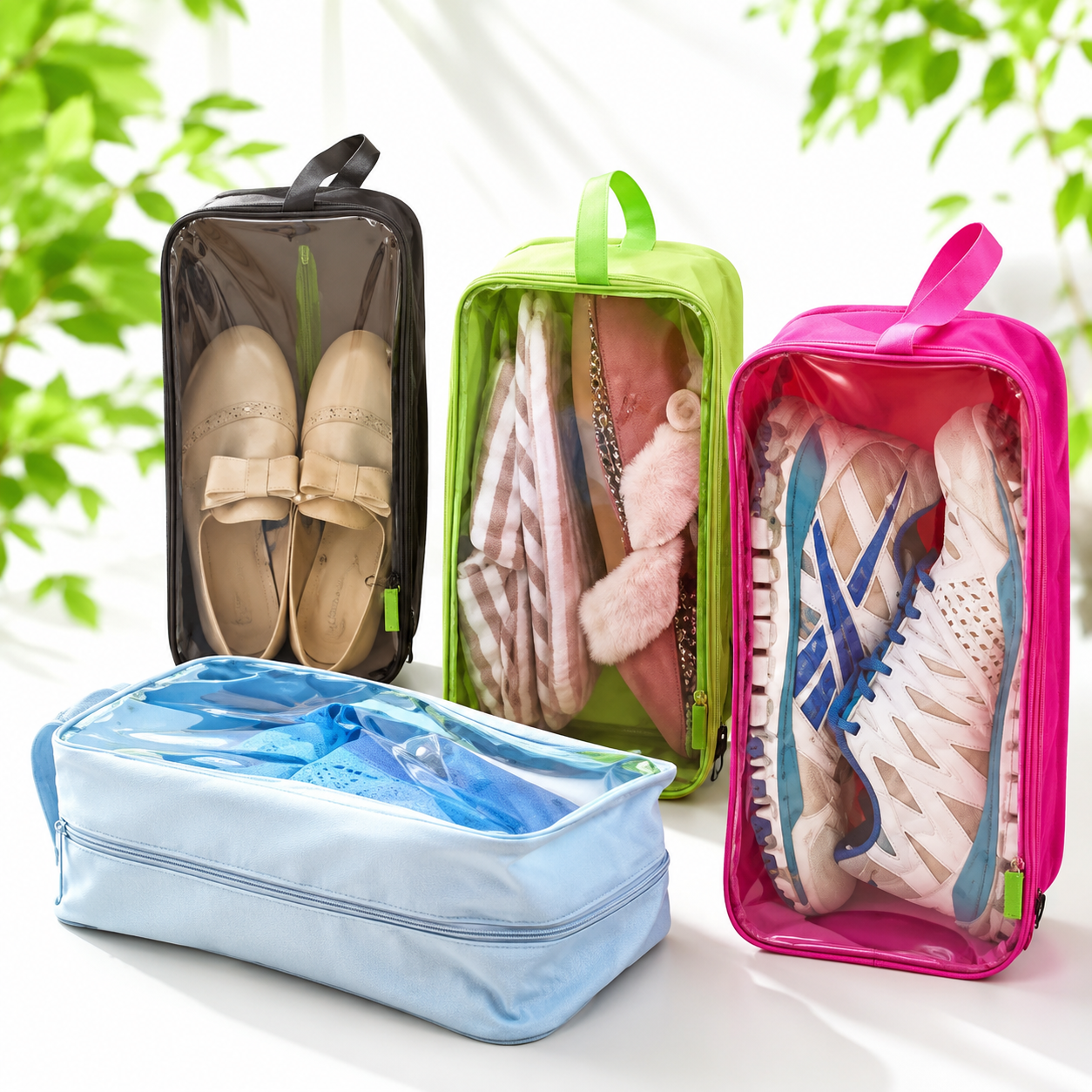 Pack of 10 - Travel Shoes Organizer Storage Bag, Shoes Organizer Bag, Shoe Hand Carry Bag, Mini Shoe Cover, Mini Shoe Organizer, Travel Shoe Bag With Clear Window, Shoe Travel Bag, Washable Shoe Carry Bag, Washable Shoe Travel Bag,