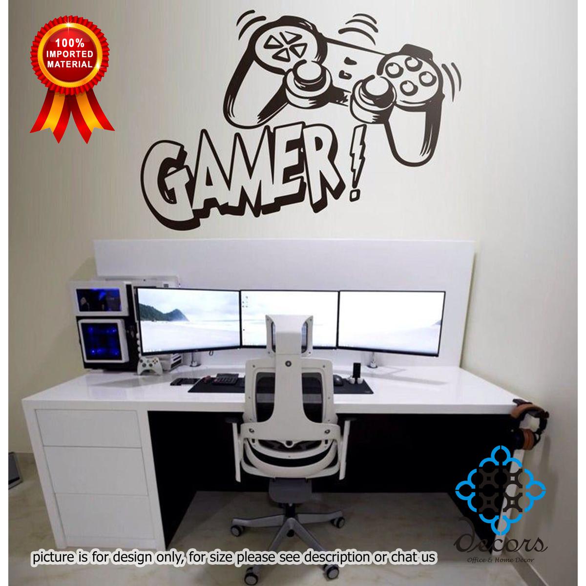 decors -- 1 x 1 Feet -  Gamer Remote Exciting gaming zone game on self adhesive wall sticker vinyl PVC decals decor for bedroom, kids, boys, home office School decoration article
