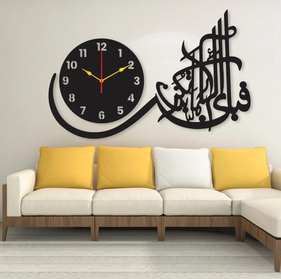 Bismilah Clock, And Butterfly Shelf,Wooden Wall Clock-3D Watch DIY Design Decoration Birds Numeral Quartz For Home Décor Living Room And Offices And For Gifts