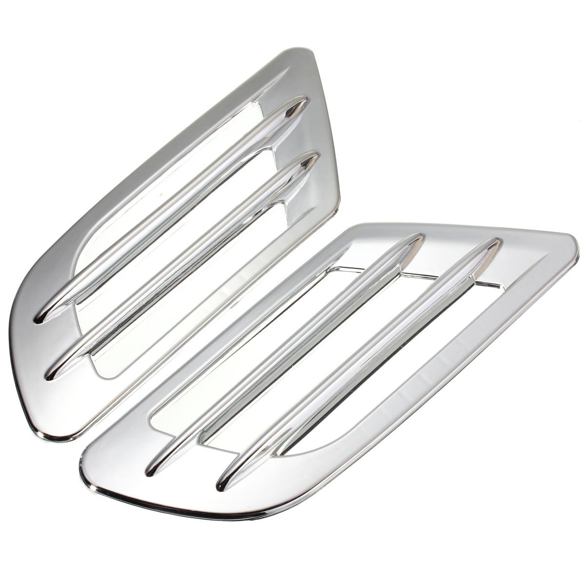 XZRTZ Car Side Airflow Grille, 2X Chrome Car Auto Bonnet Air Intake Flow Side Fender Vent Hood Scoop Cover (Silver Black) A147 Matte, Glossy, Chrome Maruti WagonR Side Garnish Price In - Foto 4