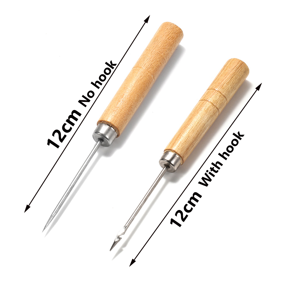 Hand Stitcher Sewing Kit 13-Piece Leather Sewing Awl Kit - Wood Handle Stitching Tool With Needles & Waxed Thread Canvas Fabric