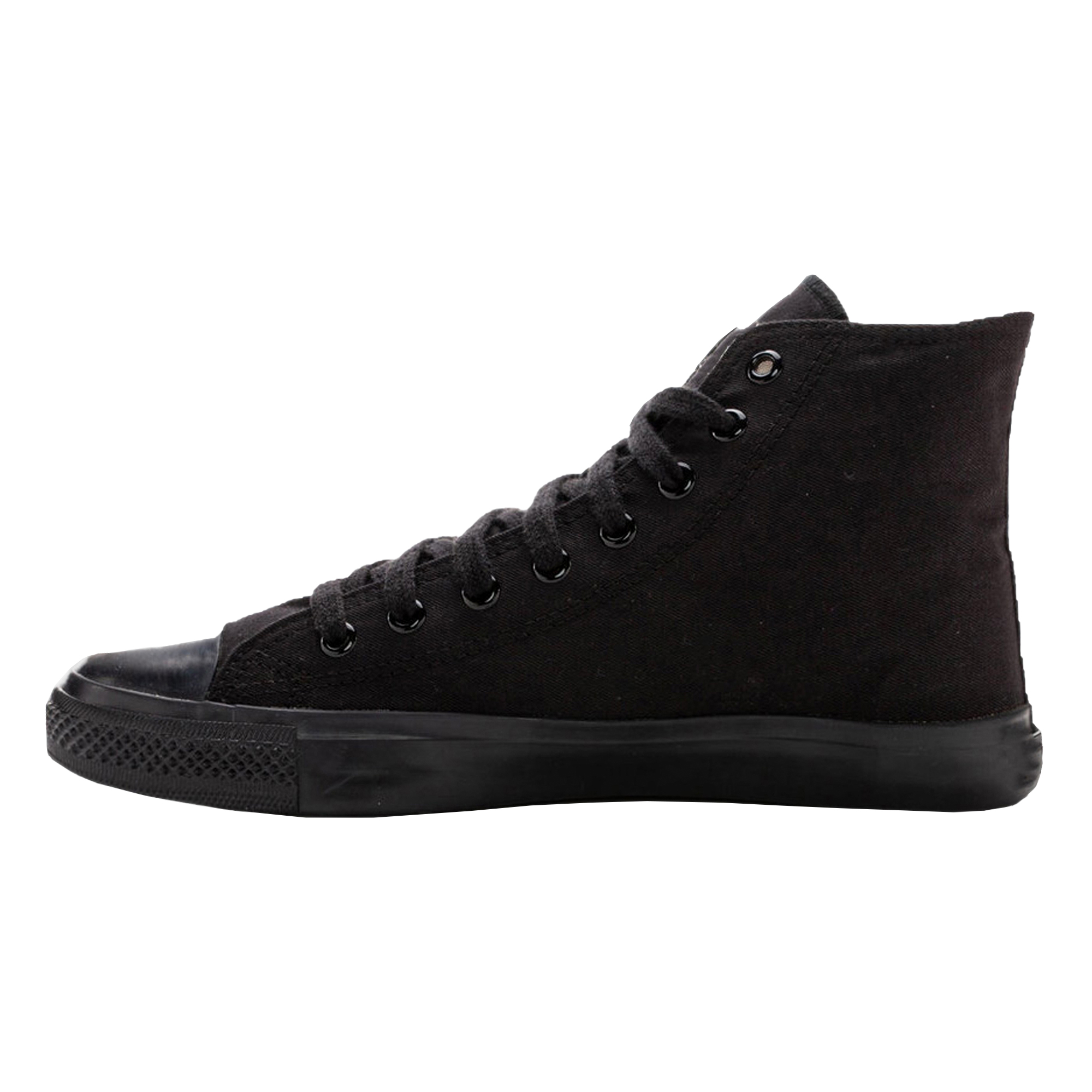 Full Black Hi-Top With Black Cap Canvas-Sneaker Hand Made Custom Vulcanized Sneakers Shoes