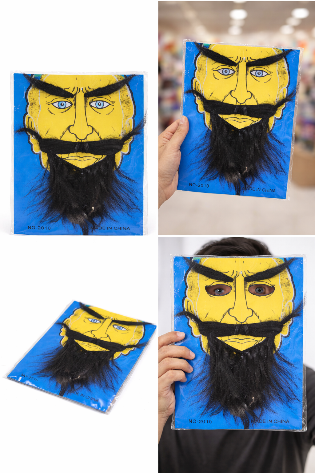 Fake Beard and Moustache Set for Men – Costume Party Fancy Dress Beard Kit with Eyebrows Halloween Cosplay Accessory
