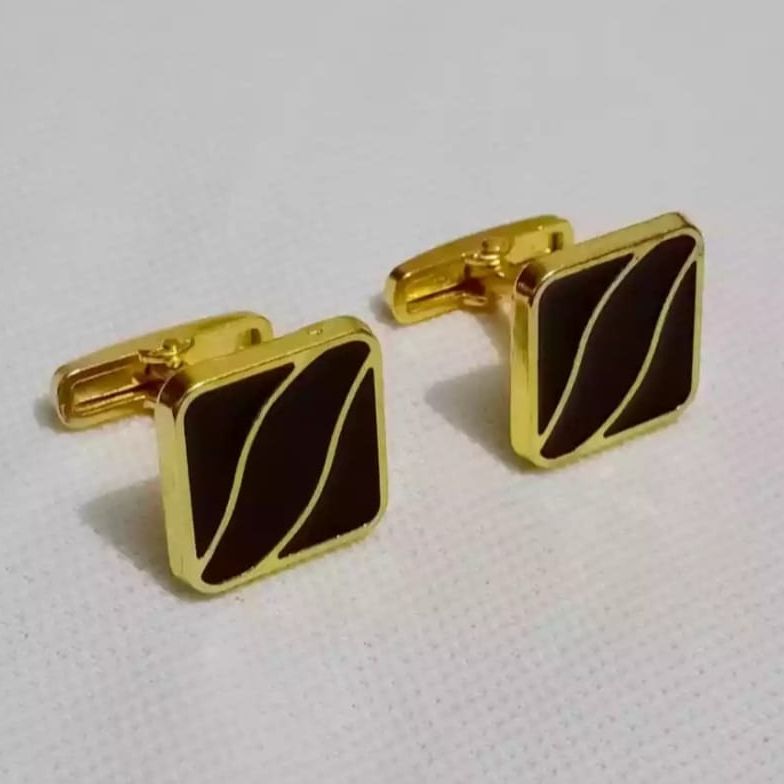 cufflinks Black and Golden Strips Design Cufflinks for Men