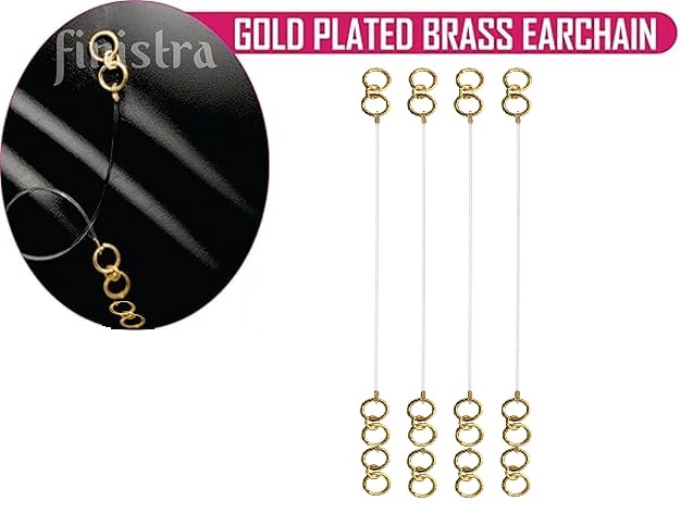 ear chains, Golden Transparent, Stretchable Ear Chain for Heavy Earrings – Ear Support for Women & Girls