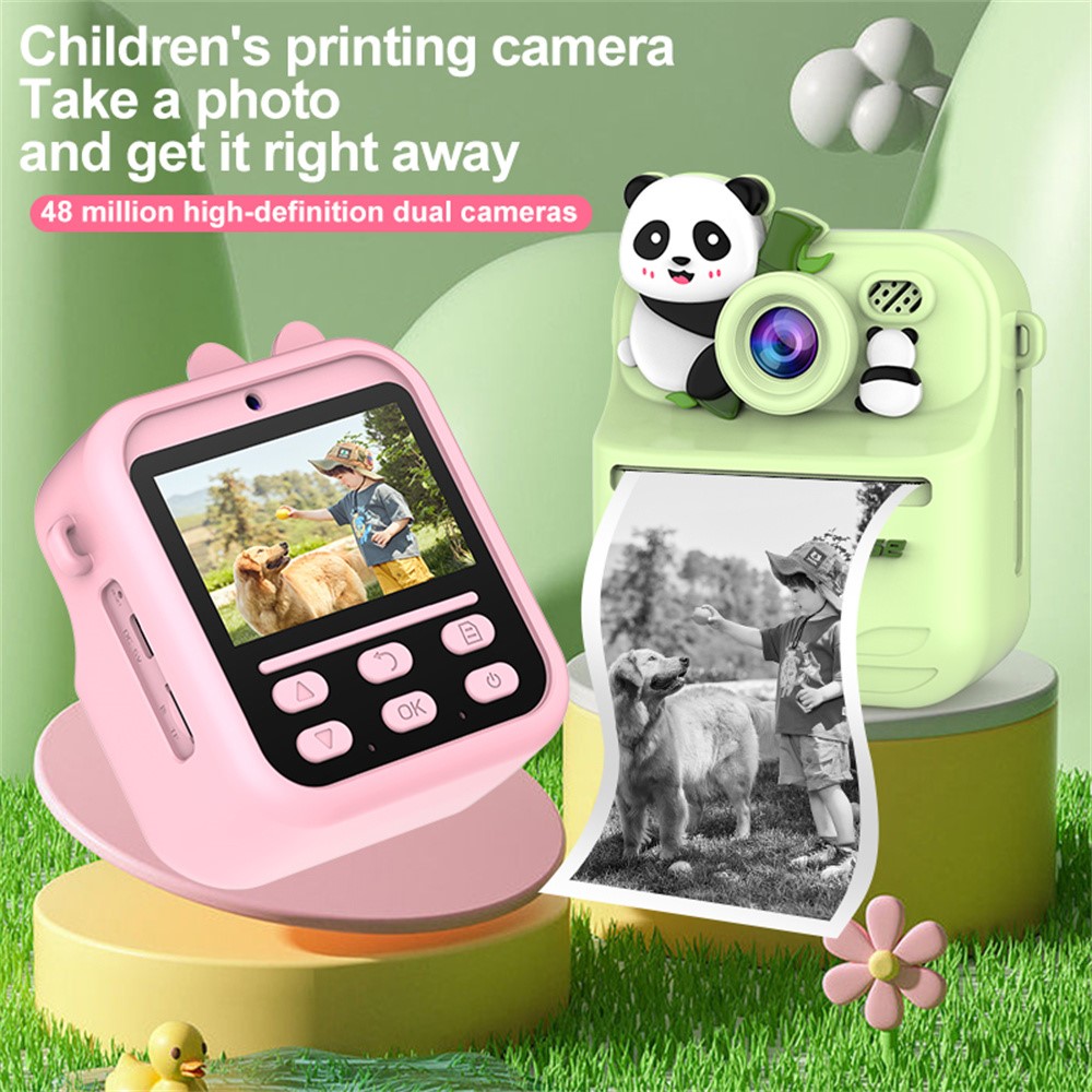 New 2026 Kids Instant Print Camera, HD Dual Lens Selfie Cameras, 48MP Digital Camera with 2.4-inch IPS Screen, 16x Digital Zoom, with 32GB Card free Silicone Case.and 2 Roll Paper, Camera Toy with Filters and Playful Music for Kids