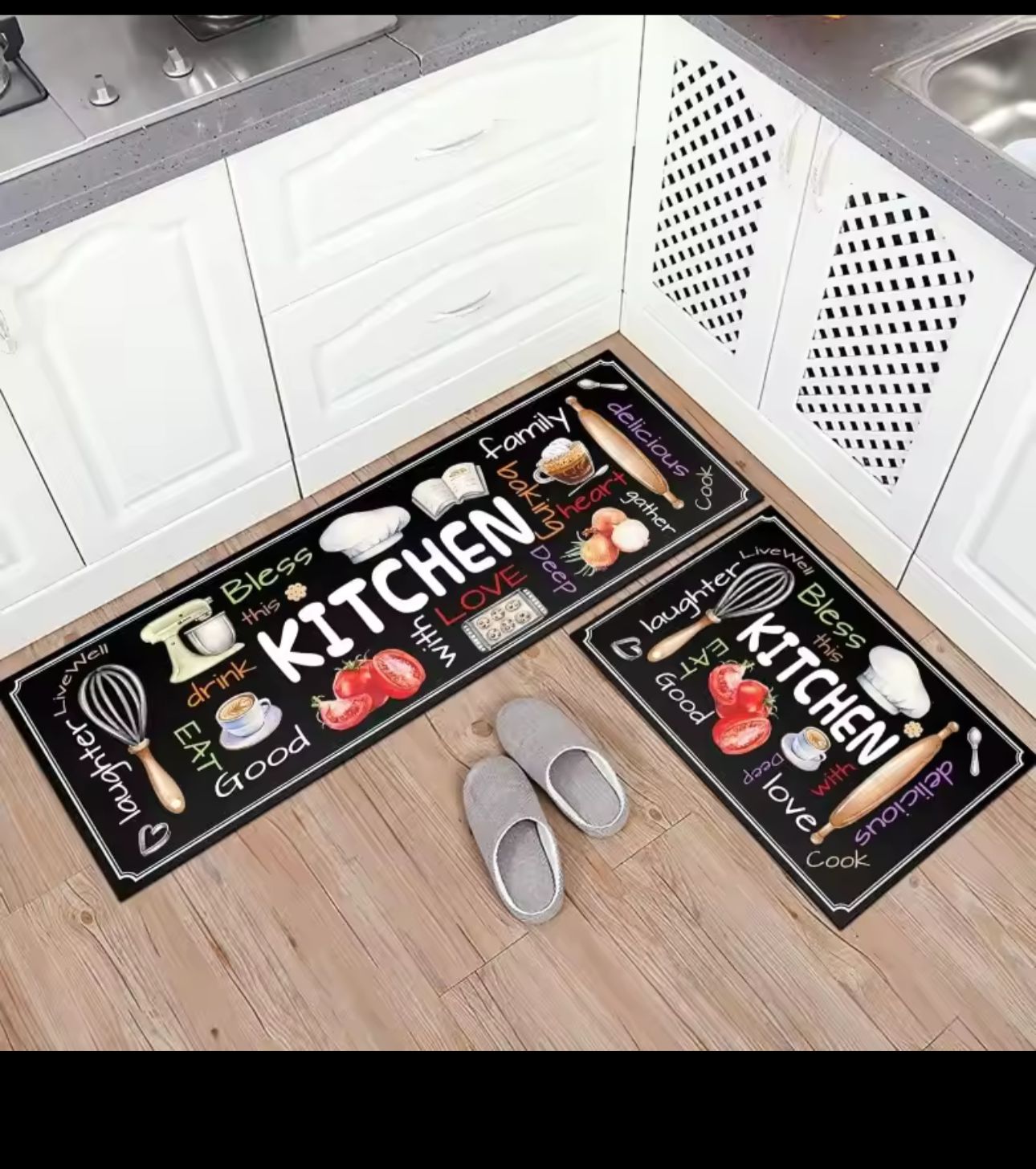 Creative Anti Slip Water Absorbent Floor Mat for Kitchen /Luxury Anti-Slip Kitchen Floor Mat Set – Ergonomic Cooking Comfort Rugs