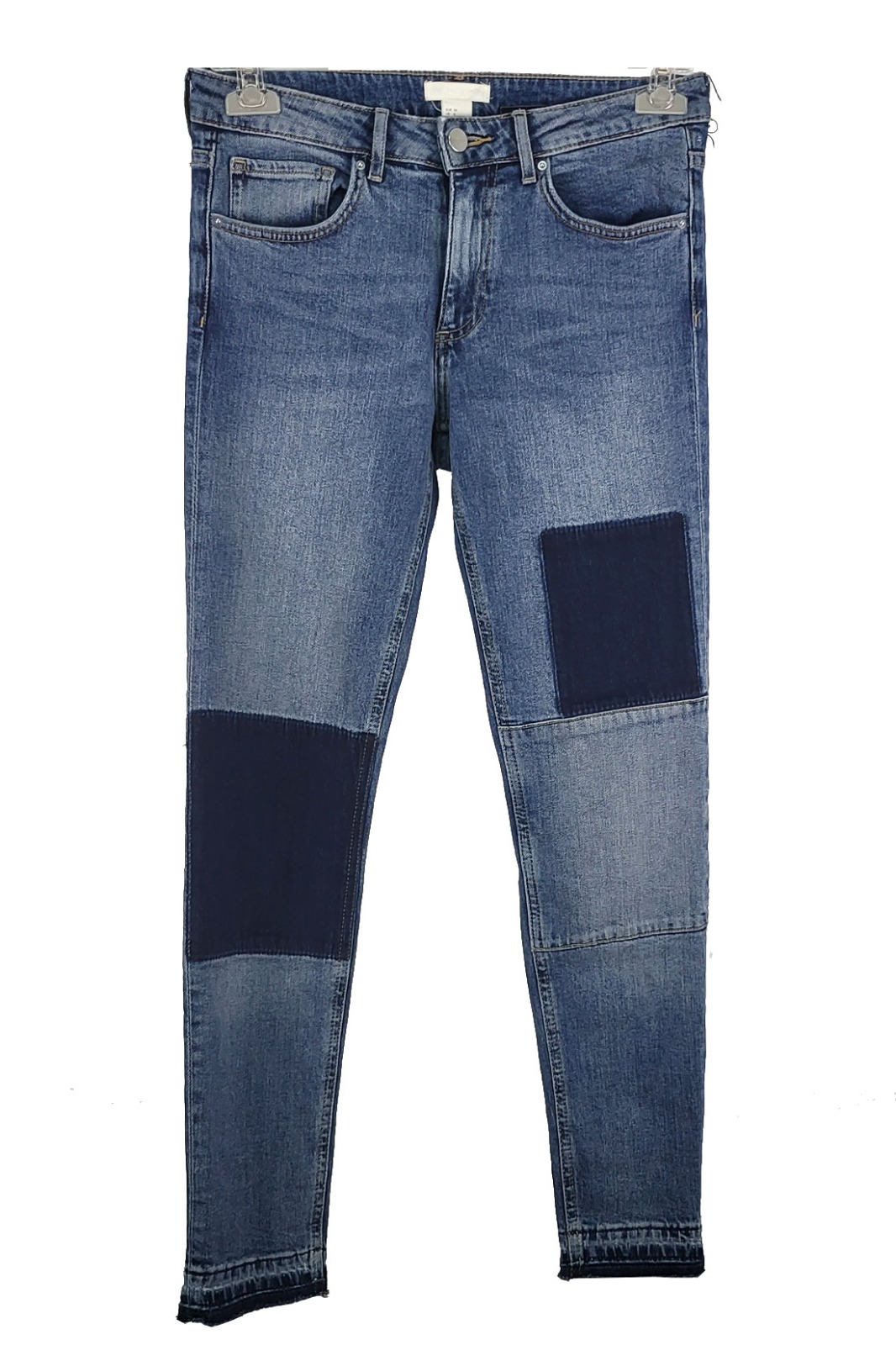 LEFTOVER SKINNY FIT PATCH-WORK RELEASED HEM WOMEN JEANS