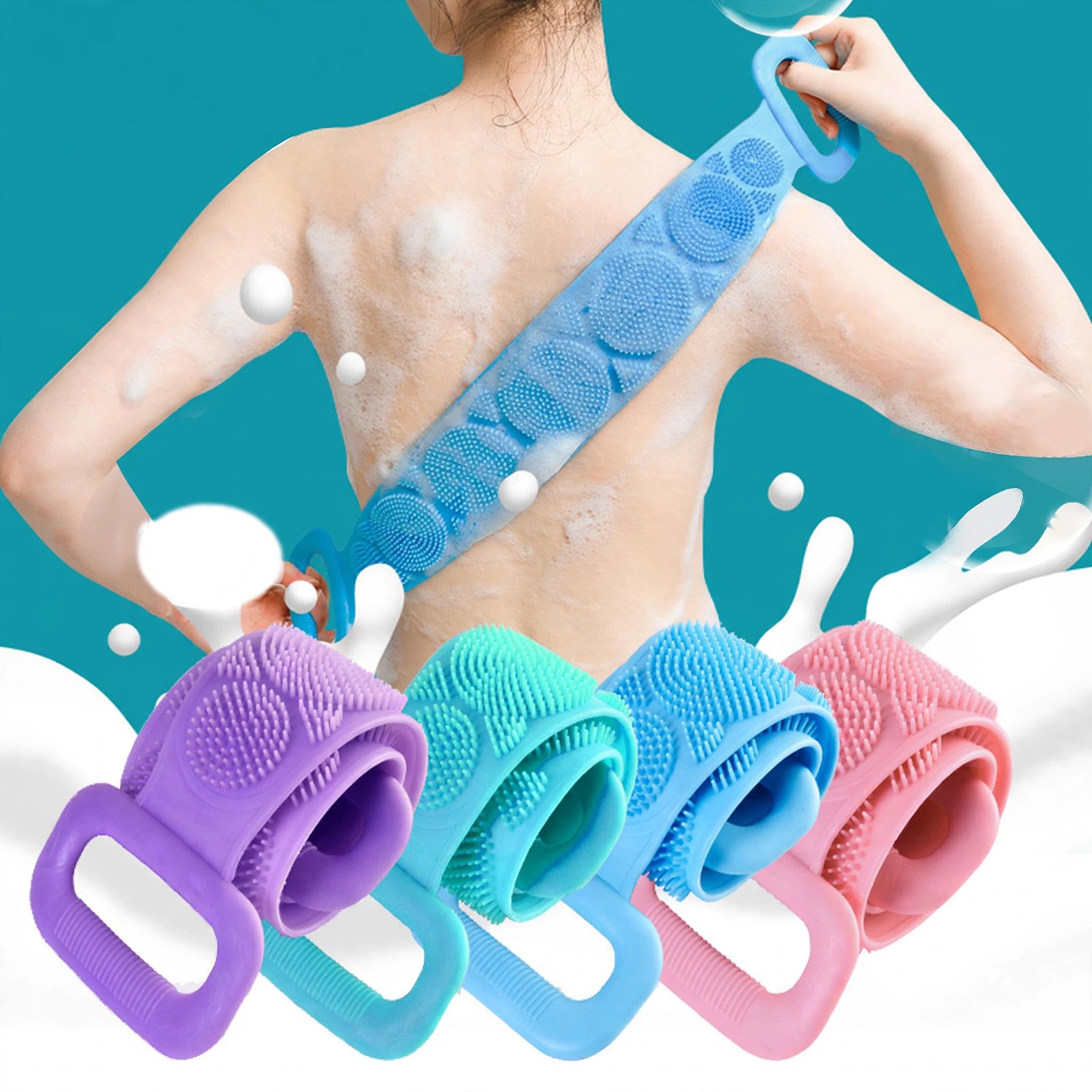 Silicone Back Scrubber for Shower | Soft Bath Belt Body Brush | Exfoliating Back Cleaning Strap | Deep Cleansing & Body Massage