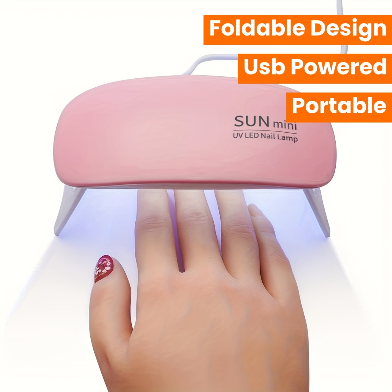 UV LED Nail Lamp 6W with Timer | SUN Mini Foldable USB Nail Dryer for Gel Polish | Portable UV/LED Light for Manicure & Pedicure