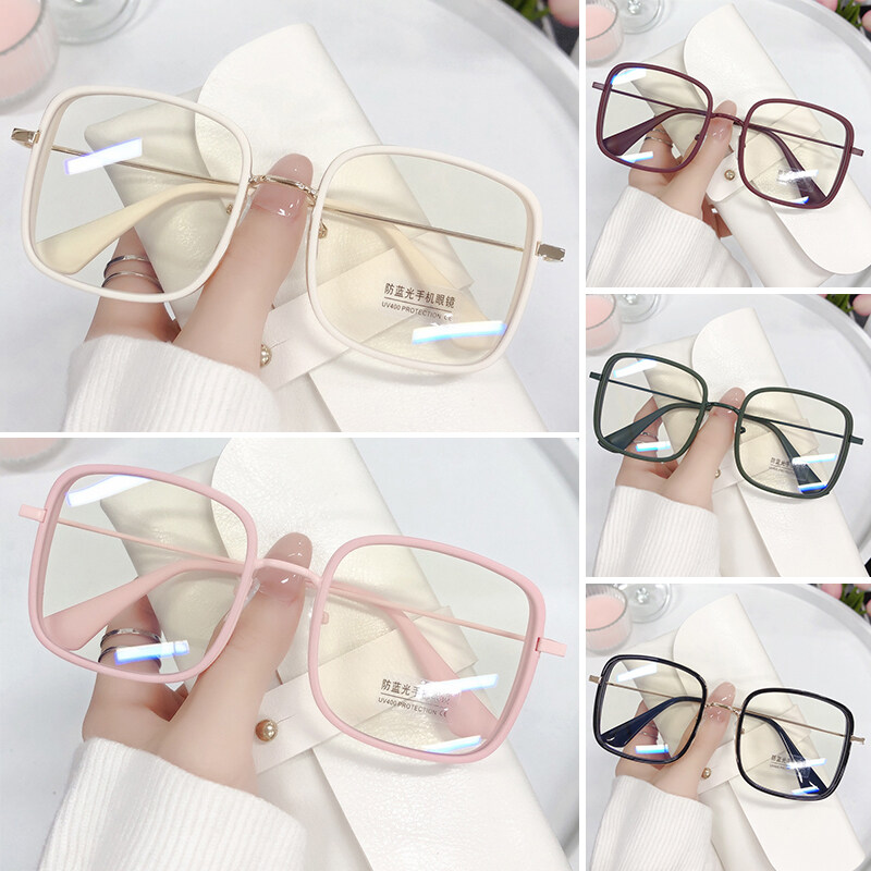 Men Women Fashion Large Square Frame Glasses Transparent Girls Reading
