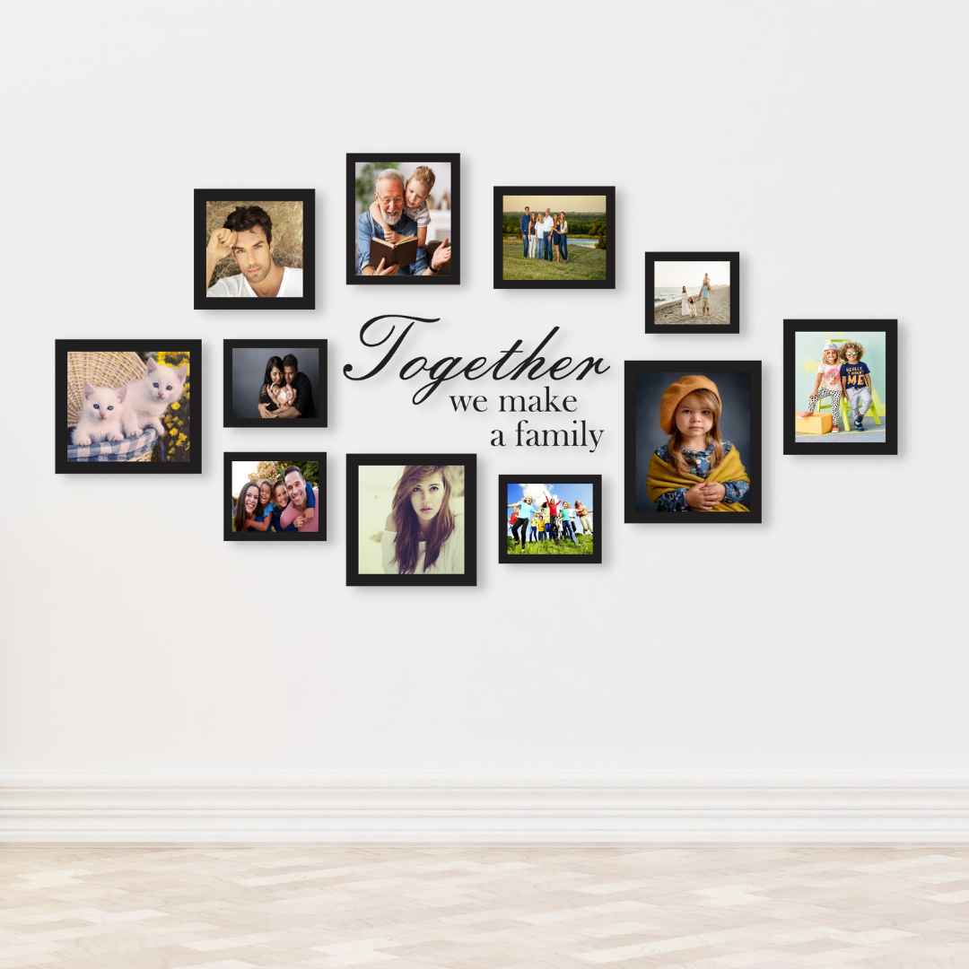Family Wall Clock with Frames Stylish Quartz Decoration for Home and Office
