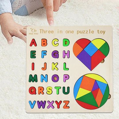 3-in-1 Wooden Puzzle Game Set for Kids | Jigsaw, Pattern Matching & Tangram Educational Toy | Math Learning Puzzle for Ages 3+