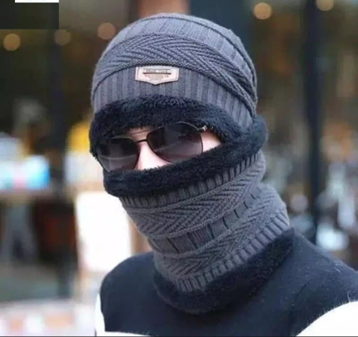 Beanie Full Set-2 Piece Cap + Neck Warmer/Hat & Warmer Winter Cap and neck for men - women
