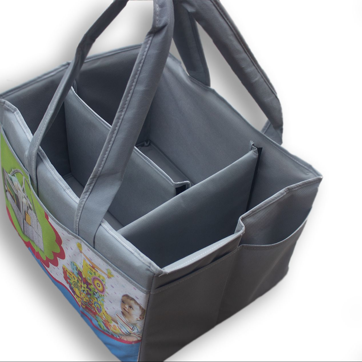 Baby Diaper Organizer Caddy Felt Chang Nappy Kids Storage Carrier Bag Grey