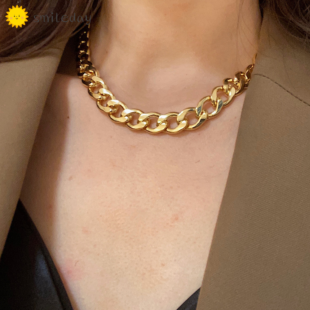Fashion Retro Gold Thick Chain Necklace 
