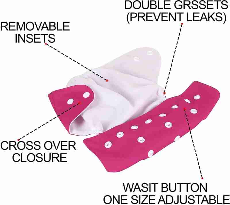 Adjustable Cotton Blend Cloth Diaper with Double Gussets and Removable Inserts for 0-8 Years - Unisex, Multi-Size