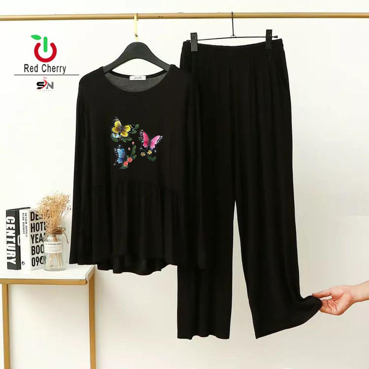 New Frock Style Nightsuit With Flapper Style Sleep Wear For Women Night Wear For Women Night Suit For Women T-Shirt and Trouser For Women and Girls